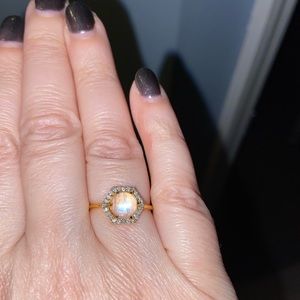 Genuine Diamond and Moonstone Ring Size 6